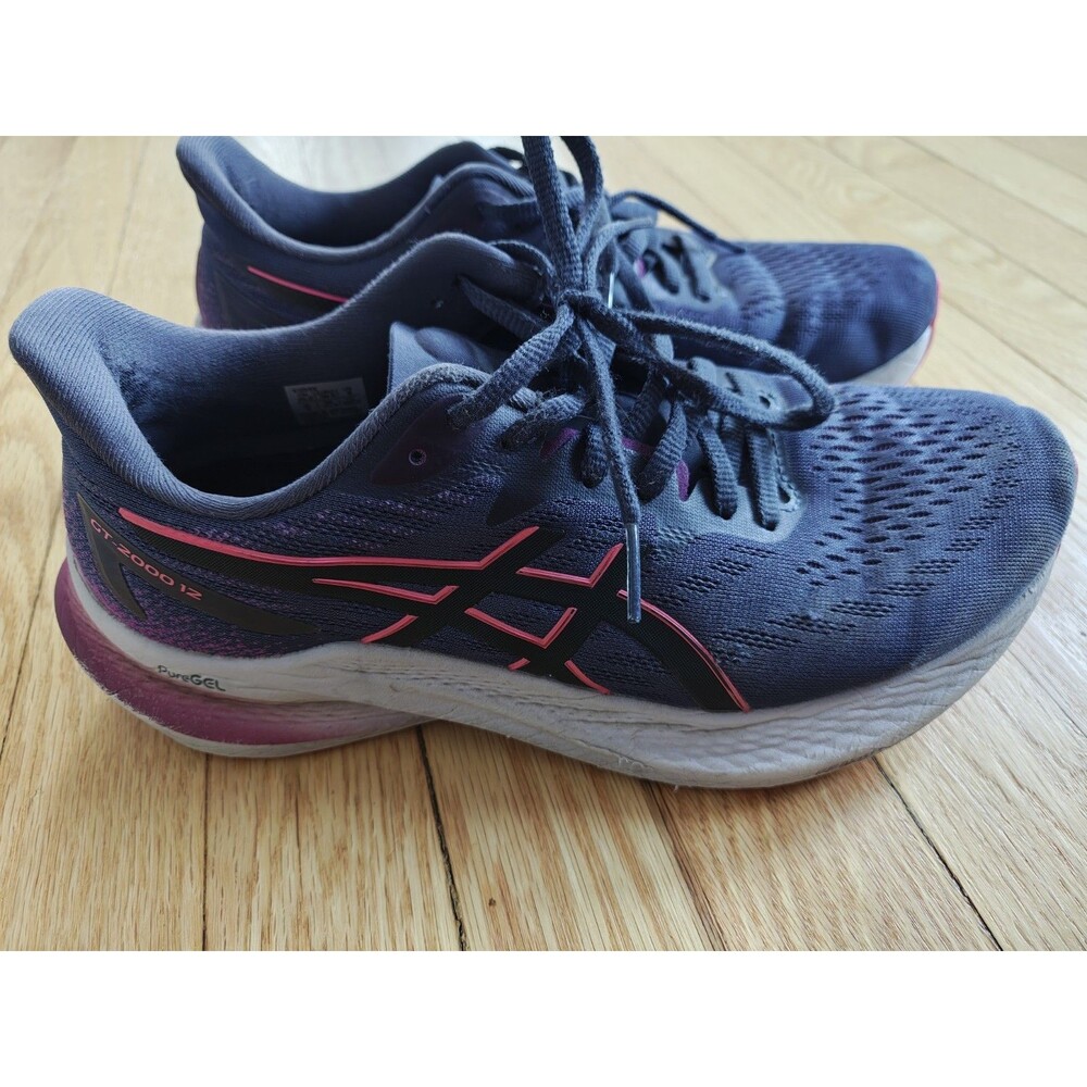 ASICS GT-2000 12 Womens Size 8 Navy Pink Gray Running Shoes Mesh Sneakers